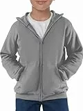 Haloumoning Jungen Sweatjacke Langarm Zip Up Hoodie Kinder Einfarbig Sport Kapuzenjacke Casual Basic Jacke mit Reißverschluss, Grau, 9-10 Jahre