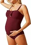 Maacie Umstands-All-In-One-Badeanzug Weich Bequem Und Schnell Trocknend Sommer Rotwein 2XL