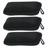 gogocow 3 Stück Brillenetui Hartschalen mit Reißverschluss Kunststoffhaken Tragbares Brillen Case für Sonnenbrillenetui und Lesebrillen Schwarz