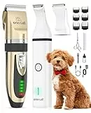 oneisall Hunde-Haarschneidemaschine und Hundepfoten-Trimmer, 3-in-1-Set, geräuscharm, schnurlos, für die Fellpflege von Tierhaar, für kleine und große Hunde, Katzen, Tiere
