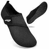WateLves Badeschuhe Wasserschuhe Herren Damen Schwimmschuhe Strandschuhe Aquaschuhe Schnell Trocknend Breathable Surfschuhe Beach Pool Unisex（Schneeflocke schwarz 42/43）
