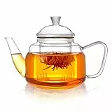 CNGLASS Teekanne Glas mit Siebeinsatz, 20oz/600ml Klarglas Teekanne Herd Safe,losen Blattes und des blühenden Teebereiters