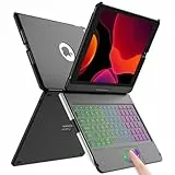 aMZCaSE Tastatur Hülle für iPad 10.2 für 9/8/7 Gen (2020),360° Flip Hardshell Slim Cover Kabellose Bluetooth Tastaturhülle mit 7 Hintergrundbeleuchtung Auto Sleep/Wake (Schwarz)