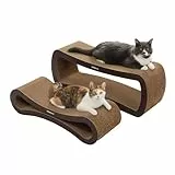 PetRhein Ascent Paw Zwei-in-eins Kratzbrett Set XXL Braun - 86 cm und 75 cm Wendbare Kratzpappe, Hochverdichtete Wellpappe