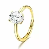 JeweBella 925 Sterling Silber Ringe für Damen Verstellbarer Verlobungsring Eheringe Glänzend Cubic Zirkonia Ring Fingerring Trauringe Engagement Promise Ring für Frauen