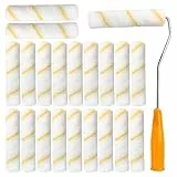 20 Stück Farbroller Klein 10cm malerrollen mit Griff, farbroller wandfarbe malerrolle klein farbroller set farbrollen Profi farbwalze lackierrollen für lacke auf wasserbasis und leicht lösemittelhalti