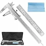 150 mm Messschieber,Edelstahl Schieblehre,Präzisionsmessschieber mit Feststellschraube,Nonius-Messschieber,Schieblehre Messschieber Mit Stahllineal Reinigungstuch
