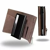 SLIMJACK 2-in-1 Wallet mit Münzfach - Magnetisches RFID Kartenetui & Geldbörse - Abnehmbares Slim-Wallet aus Aluminium - RFID-Schutz Portmonee - Smart Wallet für Karten & Münzen (Dunkelbraun)