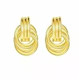 Rajputana 18K Echtgold Chunky Ohrringe für Frauen - Goldene Statement-Flügel Ohrstecker, Tropfen Baumeln Vintage Design für Damen