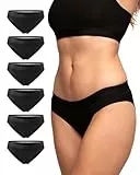 DANISH ENDURANCE Damen Slip aus Bio-Baumwolle, 6 Pack, Schwarz, Unterhose Bikini-Schnitt (Schwarz, Medium)