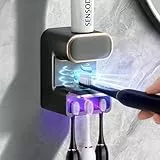 Wekity Automatischer Zahnpasta Spender Wandmontierter Elektrischer Zahnpasta Spender für Kinder und Erwachsene Wasserdicht und Staubdicht Zahnpasta Spender für Badezimmer (Schwarz)