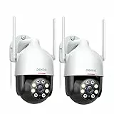 DEKCO 2K Überwachungskamera Aussen WLAN 2 Packungen, 350°/90° Schwenkbar WLAN Kamera Outdoor, 3MP WiFi Kamera mit Automatische Verfolgung, 30m Nachtsicht in Farbe, 2-Wege Audio, IP66…