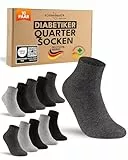 sockenkauf24 10 Paar kurze Diabetikersocken Herren Damen ohne Gummibund & ohne Naht Quarter Diabetiker Socken Kurzschaft mit Komfortbund ohne Gummi (Schwarz/Grau 39-42)