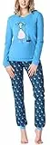 Merry Style Damen Schlafanzug Damen Schlafanzug Zweiteiler lang Pyjama Langarm Lange Hose mit Muster MS10-167 (Blau Gans, S)