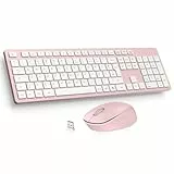LeadsaiL K786 Tastatur Maus Set Kabellose, Tastatur und Maus, QWERTZ Deutsches Layout Funktastatur mit Maus, Flüsterleiser Tastenanschlag, 2.4 GHz mit 2-in-1 USB Nano Empfänger für PC/Laptop
