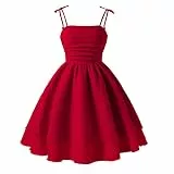 JiAmy Mädchen Kleider Ärmelloses Kinderkleider Sommer Kleid Mädchen Swing Trägerkleid Kinder A-Linie Freizeitkleid Einfarbiges Neckholderkleid für 11 Jahre,Weinrot