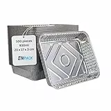 Enpack Aluschale R879-930G - 100 Stück Alu Grillschalen 226x176x30 mm - Feuerfeste Aluschalen 1000ml - Tropfschale/Fettauffangschale zum Grillen, Auflaufform - Aluschalen Grill - Grilltropfschale