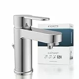Schütte ELEPHANT Waschtischarmatur, elegante Mischbatterie inkl. Ablaufventil fürs Badezimmer, Wasserhahn Bad mit Exzenter-Gestänge, Badarmatur Waschbecken chrom, 34210