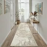 PureCozy Beige Teppichläufer Flur 60x240 cm, Waschbarer Abstraktes Teppich rutschfest für Wohnzimmer Schlafzimmer Balkon LäUfer KüChe Esszimmer BüRo Flach, Indoor Modern Weicher Kurzflor Carpet
