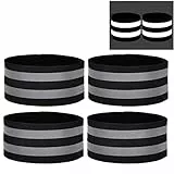 Lynlon 4 Stück Reflektorband für Outdoor Joggen, Wandern, Laufen, Hosenklammer Fahrrad, Sicherheits Reflektoren Kleidung, Hosenschutz Fahrrad, Reflektierende Armband 40 x 5 cm, Schwarz