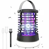 ROVLAK Insektenvernichter Elektrisch IP66 Wasserdicht 3 in 1 Mückenschutz Tragbare Mückenlampe LED Campinglampe USB Wiederaufladbar AKK für Mücken,Motten,Fliege,Spinnen