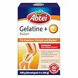 Abtei Gelatine Pulver Plus - reine Gelatine und Vitamin C für Knochen, Knorpel und Muskeln - hochdosiert - 400 g (4 x 100 g) - Vorratspack für 40 Tage