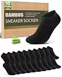 Effeet Bambus Sneaker Socken Herren Damen 10 Paar – Atmungsaktive Anti-Geruch Kurze Socken, Antibakterielle Sommer Sneakersocken Sportsocken Halbsocken Bambussocken, Schwarz 39-42