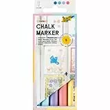 folia 390569 - Chalk Marker PASTEL, 5 Stück in 5 Pastellfarben, Kreidemarker auf Wasserbasis, Strichstärke 1-2 mm, feucht abwischbar, geeignet für Glas, Fliesen und Spiegel