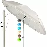4smile Sonnenschirm Strand SunnyJoy, Beige - UPF 50+ Strandschirm Ø 180 cm, sicherer Sonnenschutz Strand, Strandschirm windfest stabil - Sonnenschirm mit Schutzhülle