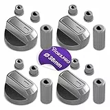 Viоks.pro Herd Schalter Drehknopf 4x Set 38mmØ - Knebel Drehknopf Ofen mit Adaptern 16-teilig - Knöpfe & Schalter für Backöfen & Herde/Drehknopf Elektroherd & Gasherd Zubehör