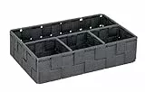 WENKO Aufbewahrungskorb Adria Klein Dunkelgrau - Badorganizer mit 4 Fächern, Polypropylen, 26 x 6.5 x 17 cm, Dunkelgrau