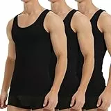Falechay Unterhemd Herren Tank Top 3er Pack Baumwolle Feinripp ärmellos Muskelshirtst Männer Sportunterhemden Schwarz XL