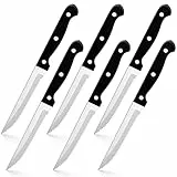 TEAMFAR Steakmesser 6er-Set, Edelstahl Gezackte Brötchenmesser Jausenmesser mit Ergonomischer Griff, Profi Steak-messer für Haus Restaurant Hotel, Ungiftig, Spülmaschinenfest