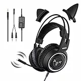 Somic Gaming-Kopfhörer für Xbox One, Stereo-Surround-Sound mit Geräuschunterdrückung, abnehmbares Katzenohr-Headset mit Inline-Steuerung für Jungen und Männer