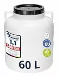 Garronda 60 Liter BPA-freies Fass und Futtertonne, Weithalsfass, Wassertank und Behälter mit Deckel für Sauerkraut sowie Surfass Pökelfass für Fleisch GD-0087, Weiß
