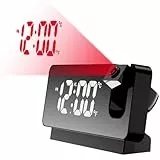 LUPATDY Projektionswecker,Wecker mit Projektion 180°,Wecker Digital mit Großem LED-Display,Wecker Analog Ohne Ticken mit Temperatur Datum,Digital Wecker für Schlafzimmer(Schwarz)