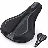 Simpeak Sattelbezüge Mountainbike-Sitzbezug, Bequemes Gel-Rennrad-Sitzkissen, Wasserdichter All-Inclusive-Sitzbezug aus PU für Rennradfahren im Freien Rennrad MTB Heimtrainer Herren Damen, Schwarz