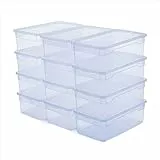 Rotho CLEAR Box 12er-Set Aufbewahrungsboxen 5l mit Deckel, platzsparend stapelbar 33x19x11 cm, transparent blau