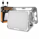 T-SUN 50W LED Baustrahler Akku, 116 LEDs Tragbare superhelle Flutlichter mit Magnet 3000-7000K Stufenlos dimmbares LED Akku Strahler für Garage Werkstatt Camping Wandern Fischen