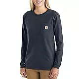Carhartt Damen Loose Fit, schweres, langärmliges Pocket T-Shirt, Marineblau, M