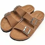 Torotto Damen Pantoletten Sandalen Leder Erwachsene Clogs Hausschuhe Arbeitsschuhe Bequeme Classic(Braun,39 EU)