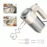 Handrührer Elektrisch-Handrührgerät, 5 StuFen Handmixer, Enthalten 2 Rührbesen, 2 Edelstahl-Knethaken, spülmaschinenfest, für Plätzchenteig, Kuchenteig, Pfannkuchenmischungen| Beige und Versilbert