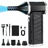 Electric Air Druckluft Staubgebläse,3-Gang Elektrische Staubgebläse Druckluftspray,Compressed Air Duster Turbo Mini-Gebläse mit Akku und 5 Düsen,Staubgebläse für PC, Tastatur, Outdoor, Haus und Auto