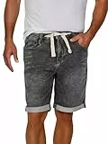 riverso Jeans Shorts Herren Stretch Kurz Kordelzug Regular Fit RIVPaul Kurze Hosen Bermuda Shorts Sommer Denim Einfarbig, Größe:W 40, Farbe:Grey Denim (G37)