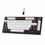 Newmen GM326 Mechanische Tastatur mit Kabel,Gaming Tastatur 75 Prozent,TKL Hot Swap LED Beleuchtung USB C Mini Mechanische Tastaturen mit Knopf,für PC/Win/Mac,QWERTY Layout,Schwarz/Weiß,Rote Schalter