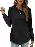 XIEERDUO Sweatshirt Pullover Damen Langarmshirt Herbst Winter Winterpullover Elegant Tunika Tshirt Oberteile Top Schwarz S