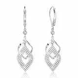 ALEXCRAFT Ohrringe Silber 925 Hängend Post Infinity Sterling Ohrhänger Lang Leverback Silver Earrings 925 Dangle Damen Ohrringe Hängend Zirkonia Vintage Elegante Für Frauen Glitzer Boho