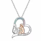 AOBOCO Schwestern kette, 925 Sterlingsilber Herz Anhänger Halskette mit Kristall Schmuck Geburtstag Geschenk