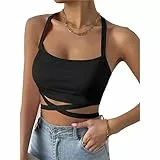 Hanaoops Damen Tank Top Sommer Spaghetti Cami Oberteile Slim Fit ärmellose Tanktops Camilose Y2K Strick Crop Tops Casual Sexy Vest Top Streetwear