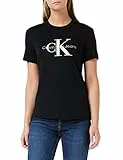 Calvin Klein Jeans Damen T-Shirt Kurzarm Core Monologo Rundhalsausschnitt, Schwarz (Ck Black), 3XL